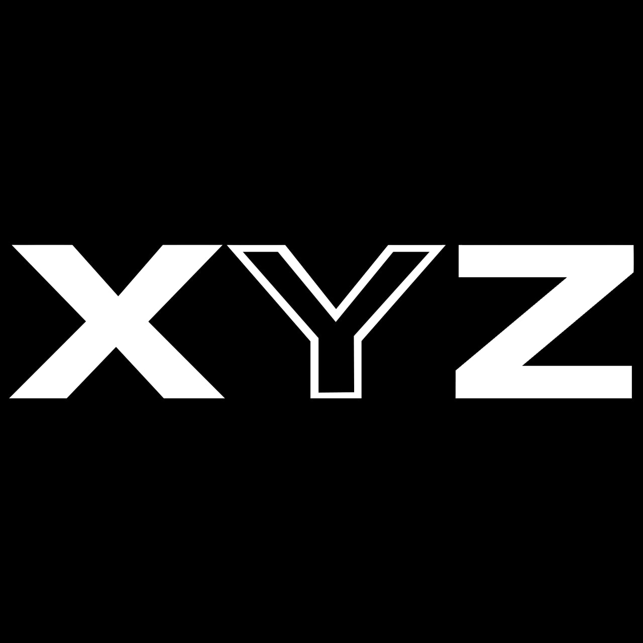Белый графический знак XYZ на чёрном фоне